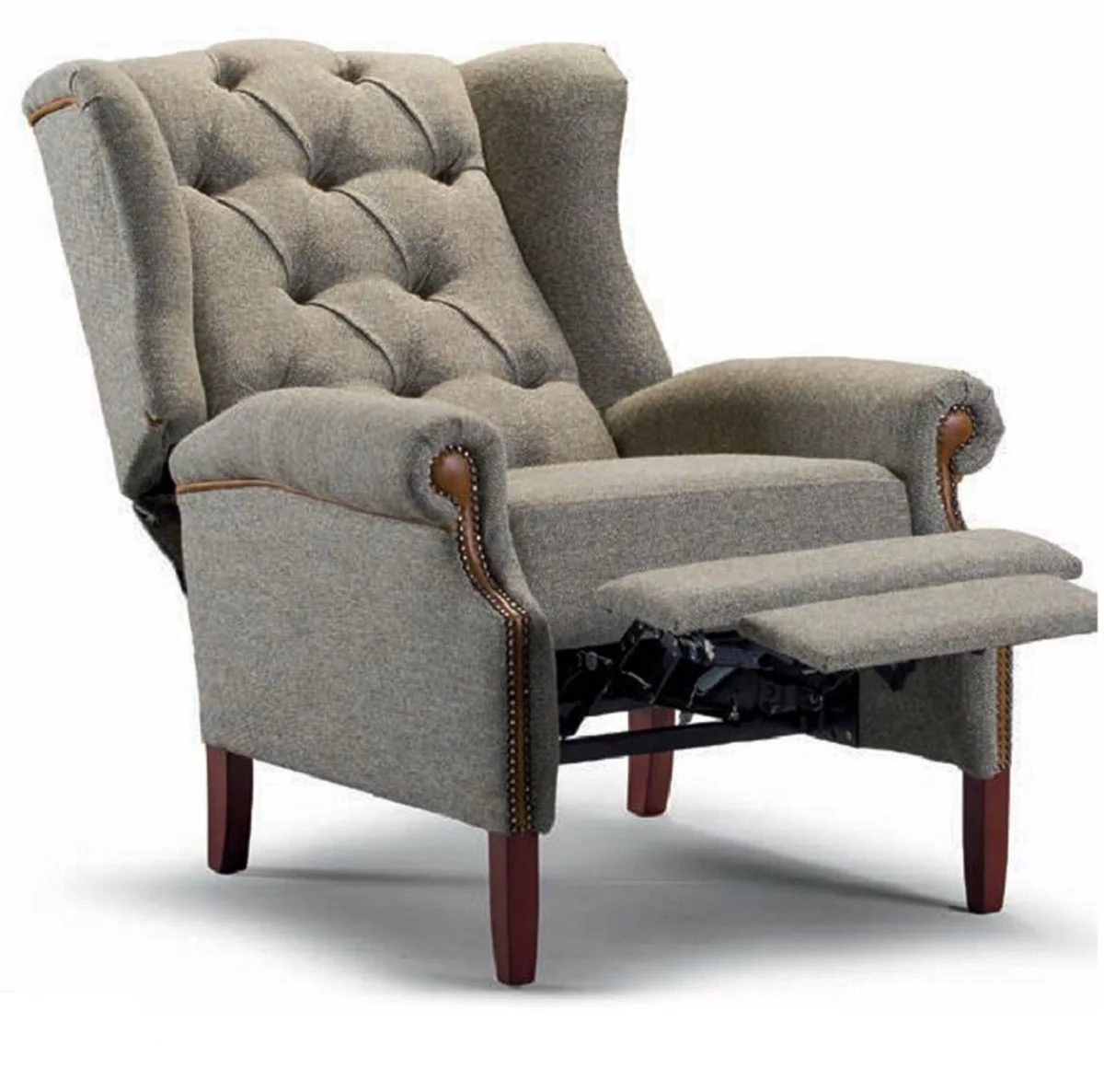 Luxury Chesterfield Relax Armchair Gray / Brown - Living Room Furniture
