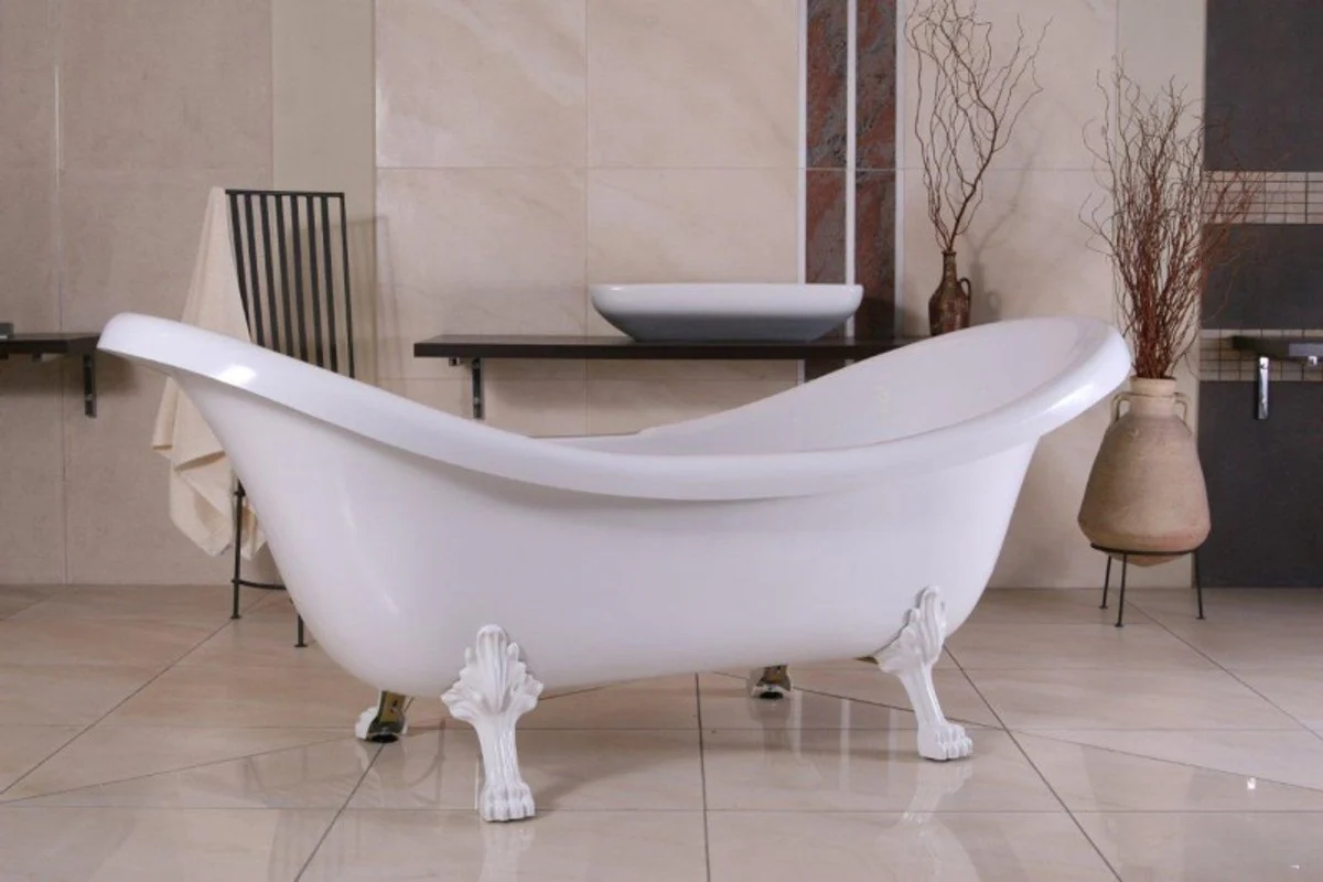 Freestanding luxury bathtub Art Nouveau Venice white/white 2020 mm - Baroque bathroom - Retro antique bathtub