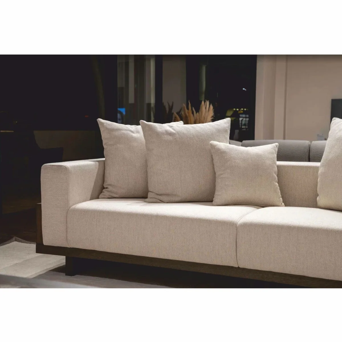 Luxury Sofa Cream / Dark Brown 240 cm - Living Room & Hotel Furniture