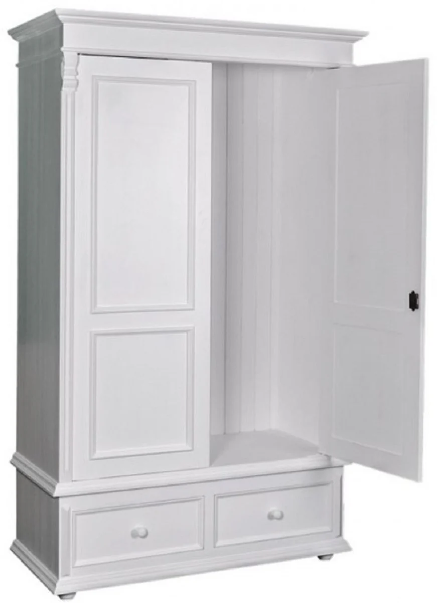 Country house style wardrobe white - clothes cupboard shabby H 206 cm W 127 cm D 61 cm - country house style furniture