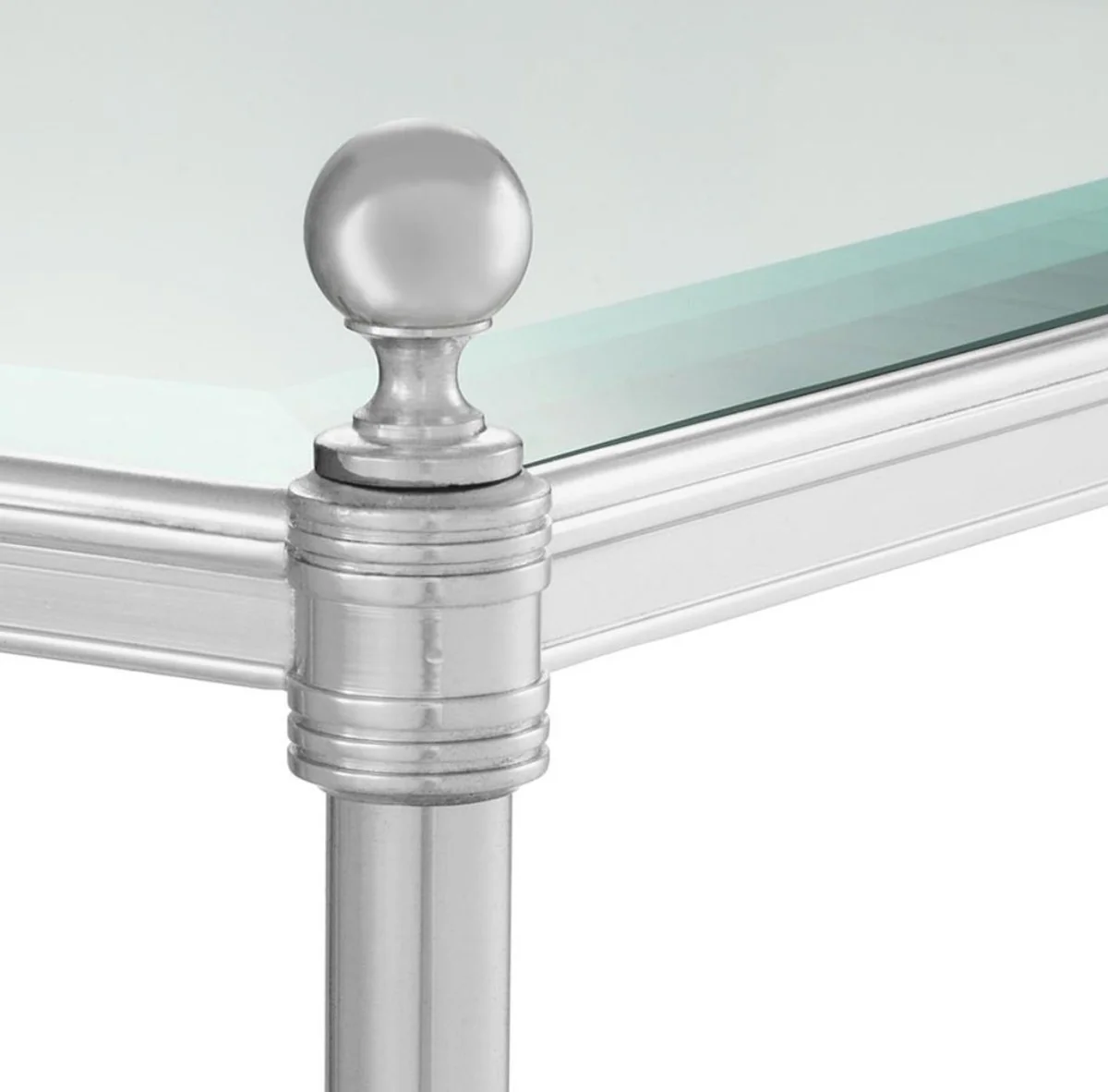 Luxury living room side table with wheels silver 42 x 42 x H. 71 cm - Hotel Furniture