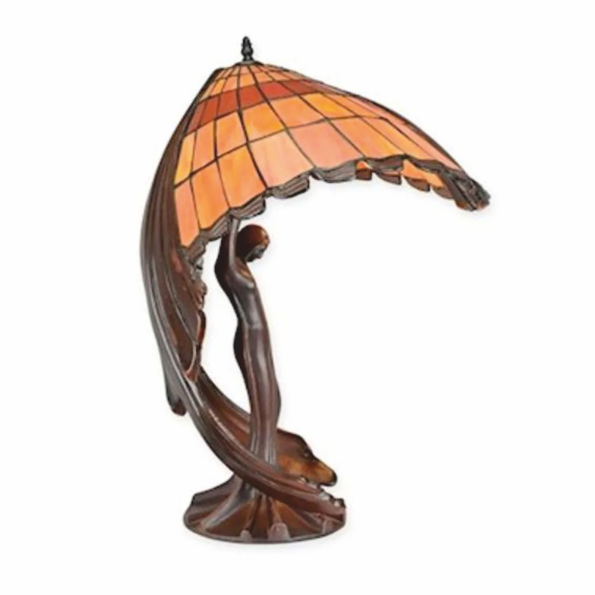 Art Deco Tiffany Table Lamp Brown / Orange H. 65 cm - Tiffany Lamps
