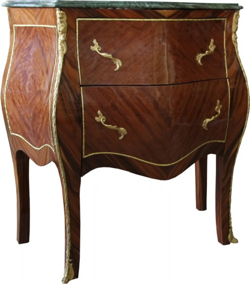 Baroque chest of drawers brown with marble top 2 drawers - antique look